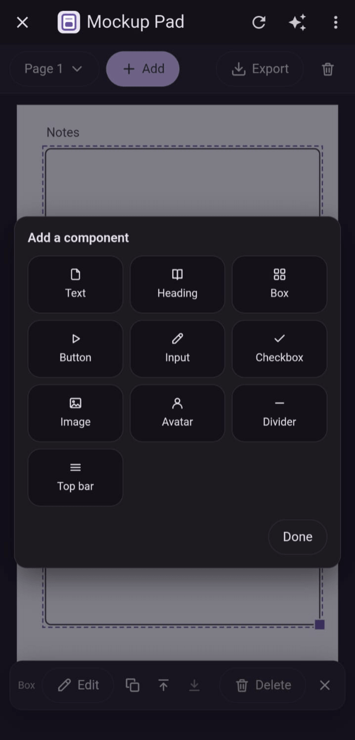 Mockup Pad, a mini app for designing interfaces